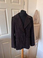 Nina Leonard Size M Jacket Womens Blazer Pockets Moleskin Smart Brown