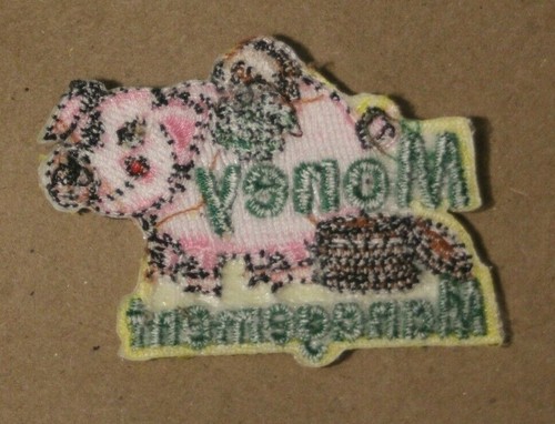 Money Management Piggy Bank Coins Embroidered Patch Badge for Kids Scouts Guides - Picture 2 of 5