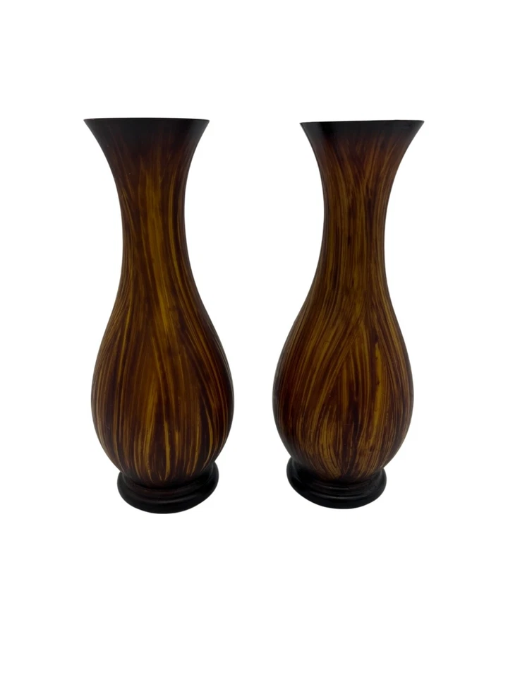 Par de jarrones de resina/plástico de imitación Bois escena de cabaña y ciervo casa de campo rústica decoración del hogar Foto 3 de 4