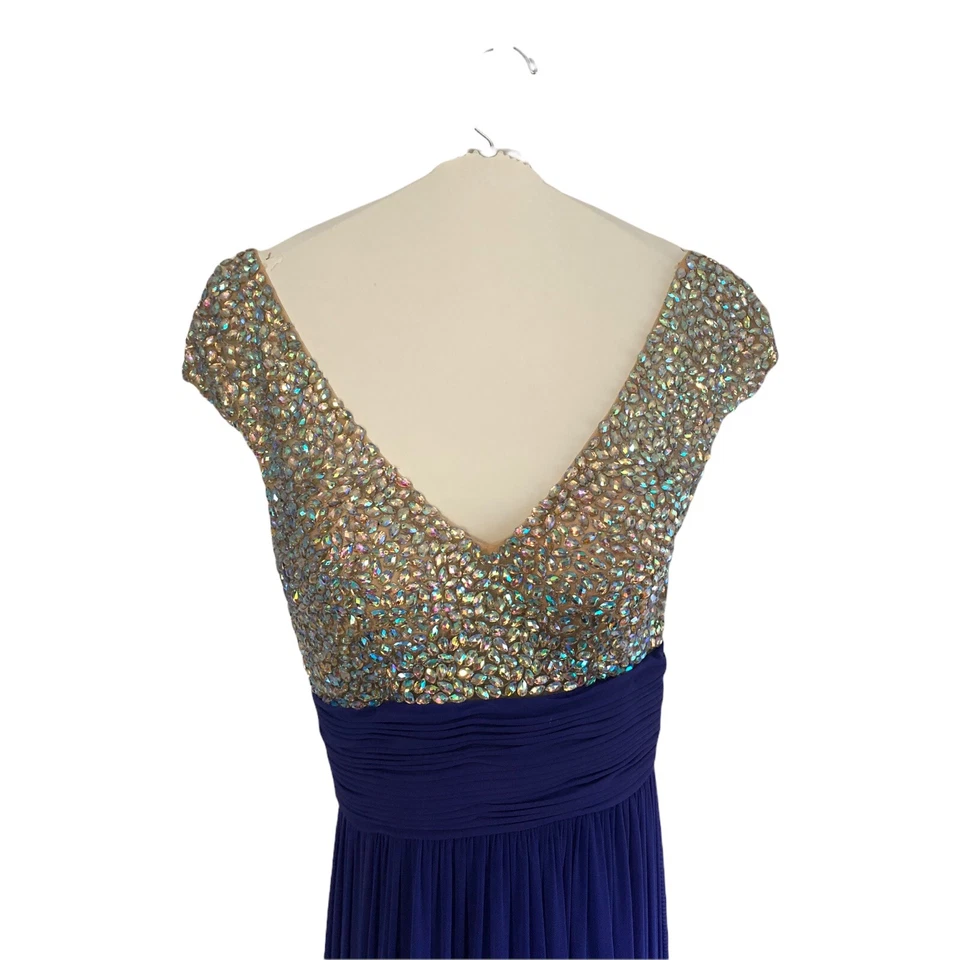 Vestido Largo Formal Davids Novia Baile de graduación Concurso Azul Brillante Usado Una Vez Talla 6 Foto 3 de 4