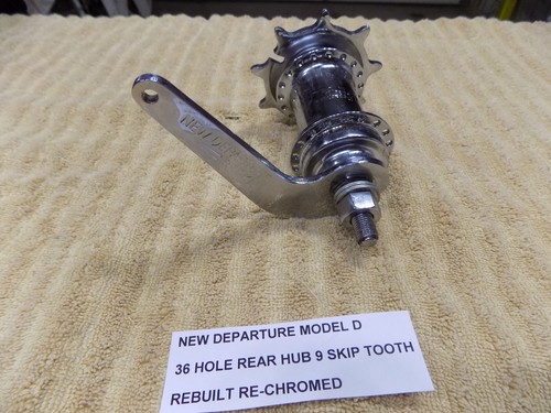 BICYCLE NEW DEPARTURE MODEL D HUB 36 HOLE 9 SKIP TOOTH SPROCKET RE-CHROMED #25 - Picture 2 of 4