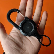 Retractable Key Tool Reel Holder Steel 27" Belt Clip Chain Heavy Duty Split Ring