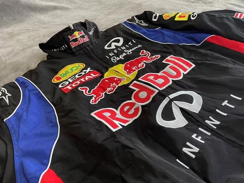 Unisex Adult Red Bull Jacket Ebroidered Cotton Padded F 1 Racing Jacket - Picture 23 of 36