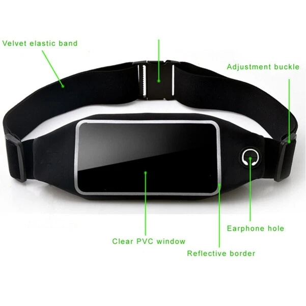 Bolsa de cintura para correr banda de cinturón deportes gimnasio entrenamiento estuche cubierta bolsa para teléfonos celulares Foto 4 de 4