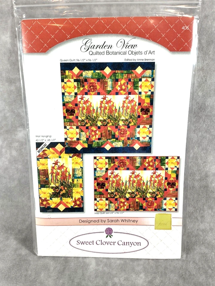 "Garden View" Quilted Bontanical Objets d'Art Quilt Pattern Only Pieced Panels - Image 2 of 4