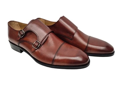 Herren Doppelmonk Schuhe Leder Gr.42 Tobacco - Bild 1 von 4