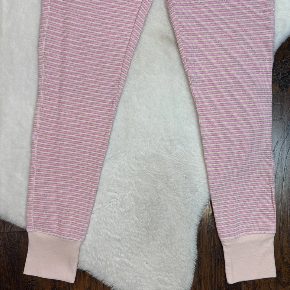 Victoria's Secret Pijama Leggings Mediano Rosa Plata Rayas Acanalado Tejido Dormir Foto 3 de 4