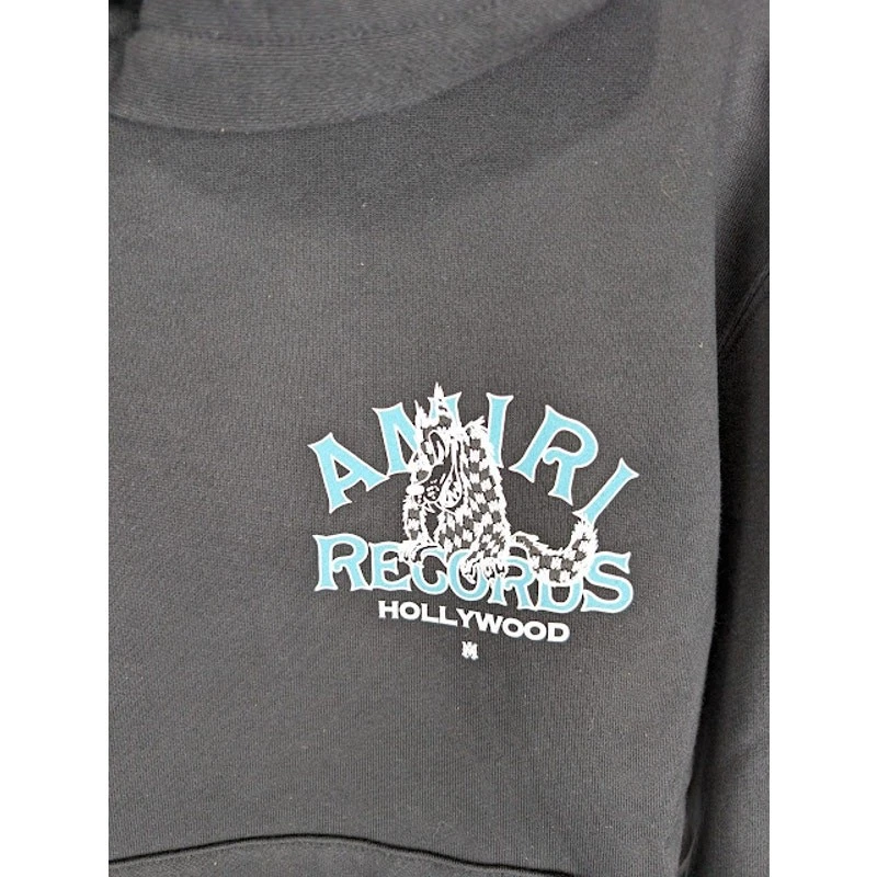 Felpa con cappuccio Amiri Records Wolf nera nuova con etichetta S