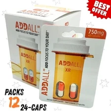 AddAll XR 750mg – Boost Energy, Focus & Clarity – 12 Packs, 24 Caps, Free Ship!