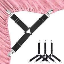 BEADNOVA Bed Sheet Straps 4 Pcs Triangle Bed Sheet Holders Fitted Sheet Clips Ad