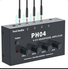 Fosi Audio PH04 4 Channel Headphone Amplifier Stereo Audio Amp with 12V Power US