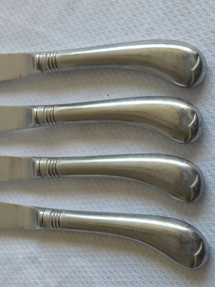 Обеденные ножи OXFORD Hall 4 из нержавеющей стали с пистолетной ручкой сделаны в Корее трудно найти! РЕДКАЯ! REA - Изображение 2 из 4