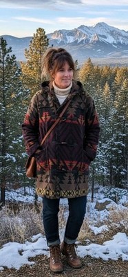 Vintage 1980s early 1990s Fox Run wool toggle coat, Southwestern Like Pendleton 