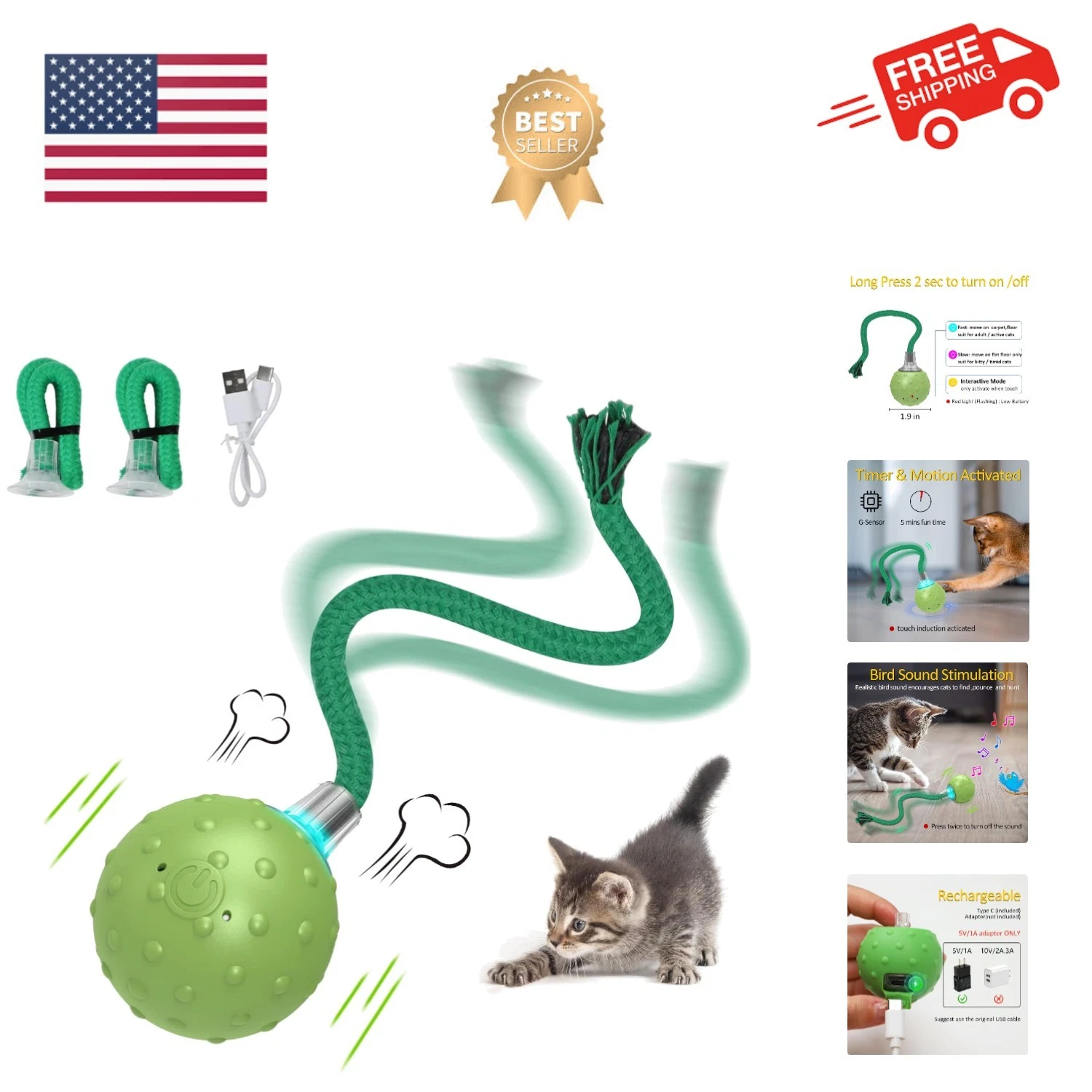 Interactive Cat Toys for Bored Indoor Adult Cats, Automatic Fast Move On Carp...