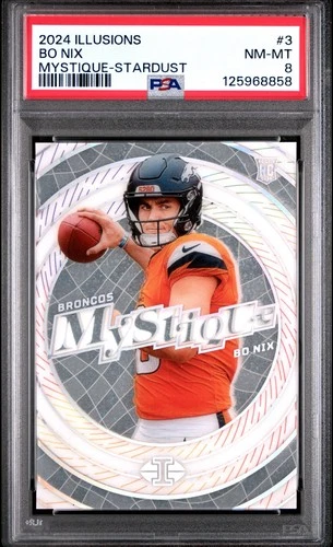 2024 Panini Illusions - Mystique Bo Nix #3 Stardust (RC) PSA 8