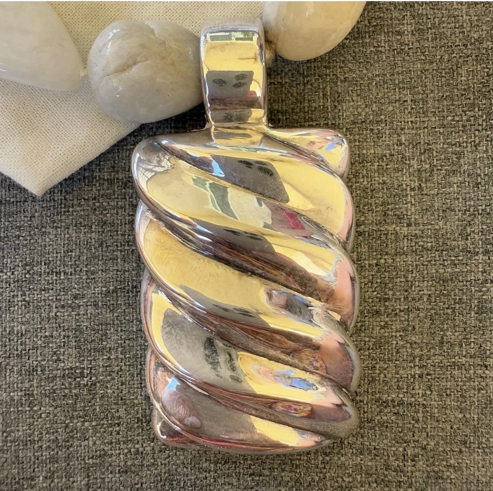 "Collar de piedra de cuarzo Simon Sebbag con colgante rectangular de plata de ley 16,5""" Foto 4 de 4