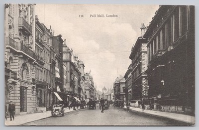 Pall Mall London Street View Historic Clubs Architecture 1907 Poststempel