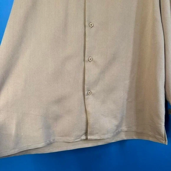 Vintage Embroidered Button Down Shirt Men's Size XL Creme De Silk Tan Brown - Image 2 of 4