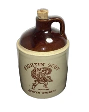 VTG SCOTCH WHISKEY “FIGHTIN’ SCOT” JUG W/H Cork Pottery Empty USA