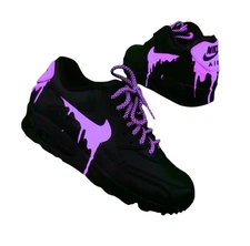 Custom Nike Air Max 90 - Black Purple Drip - Hand-Painted - Dripped Nike