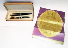 WAHL EVERSHARP SKYLINE Maroon & Gold-Plated 14k nib Fountian Pen, Pencil Set IOB