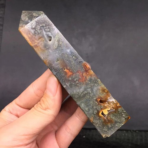 Natural Chalcopyrite Agate Druzy Tower Quartz Point Crystal Wand Healing Decorat - Picture 5 of 9