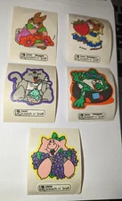 Vintage Trend Scratch & Sniff Stickers Lot Pig Mouse Frog Bunny Cat Lot of 5