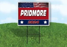 PRIDMORE FLAG RED 2024 18inx24in Yard Road Sign w/ Stand