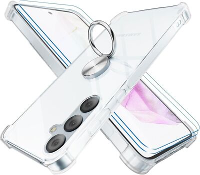 Handyhülle Case + Ring Halter Stand + Hartglas für Samsung A55 A15 S23 S24 Ultra