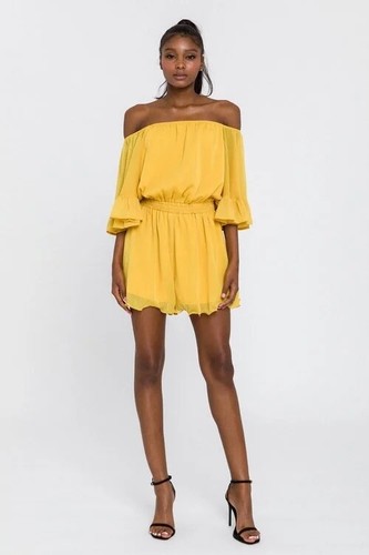 yellow ruffle romper