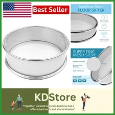 Heavy-Duty Round Flour Sifter - 12" Mesh Strainer for Effortless Baking