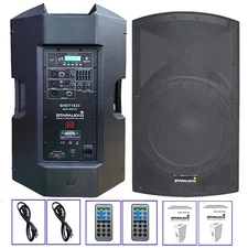 2-Pack 15" Active 4000W Powered PA DJs Speakers Karaoke Audio TWS USB BT Speaker