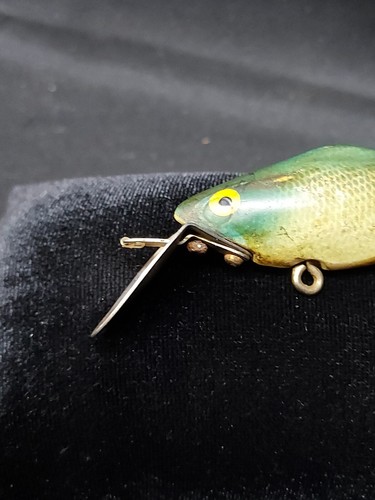 Vintage Woods Mfg Jointed Tail Green Minnow Crankbait Fishing Lure Old - Picture 6 of 9