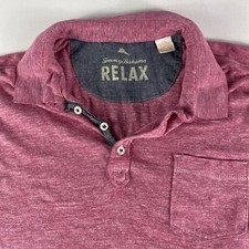 Tommy Bahama Polo Shirt Adult Large Red Polyester Cotton Rayon USA MADE Mens