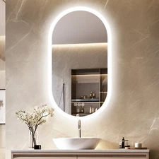 Wisfor Backlit Bathroom Mirror LED Light 3 Colors Anti-Fog Wall Vanity Mirror 