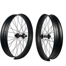 26er Carbon Fiber Snow Fat Tire Bike Wheelset 95X18mm Tubeless QR/Thru Axle Hub