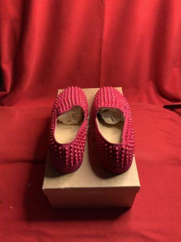 Christian Louboutin Roller Boat Flat Veau Velours GG Spike Rosa Pink Men Size 40 - Picture 3 of 5