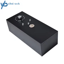 Black 15 Gallon 60L Top-feed Race Drift Aluminum Fuel Cell Tank w/ Level Sender