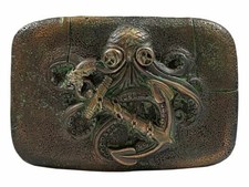 Replacement Buckle Copper Engraved Octopus Boat Anchor Belt Buckle fits 1-1/2"
