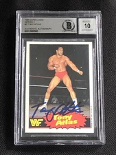 TONY ATLAS 1985 O-PEE-CHEE WWF SIGNED AUTOGRAPHED CARD BECKETT BAS GEM MINT 10