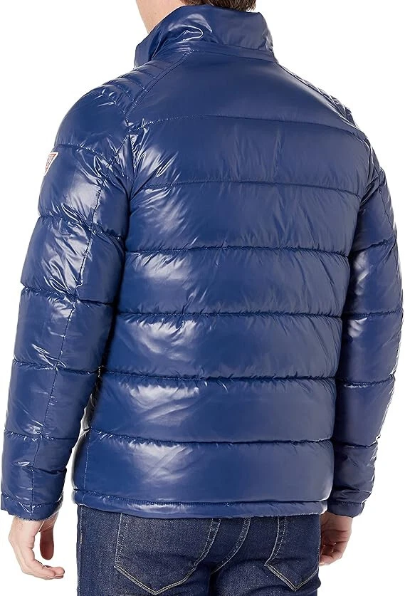 $225 GUESS Men's Mid-Weight Puffer Jacket with Removable Hood, Navy, Large - Image 3 of 3