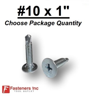 #10-24 x 1'' Self Drilling Screw Wafer Head #3 Point Phillips Zinc Plated