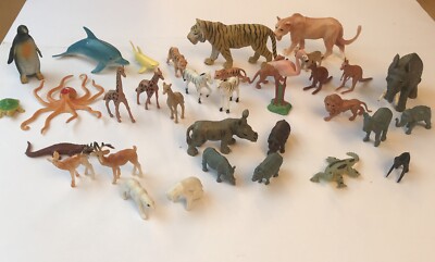 Konvolut kleine Plastik Vintage Spielzeug Zoo und Safari Tiere Hongkong