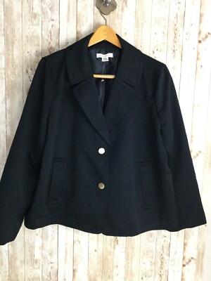 Liz Claiborne Womens Blazer Jacket Size XXLT Navy Blue Textured