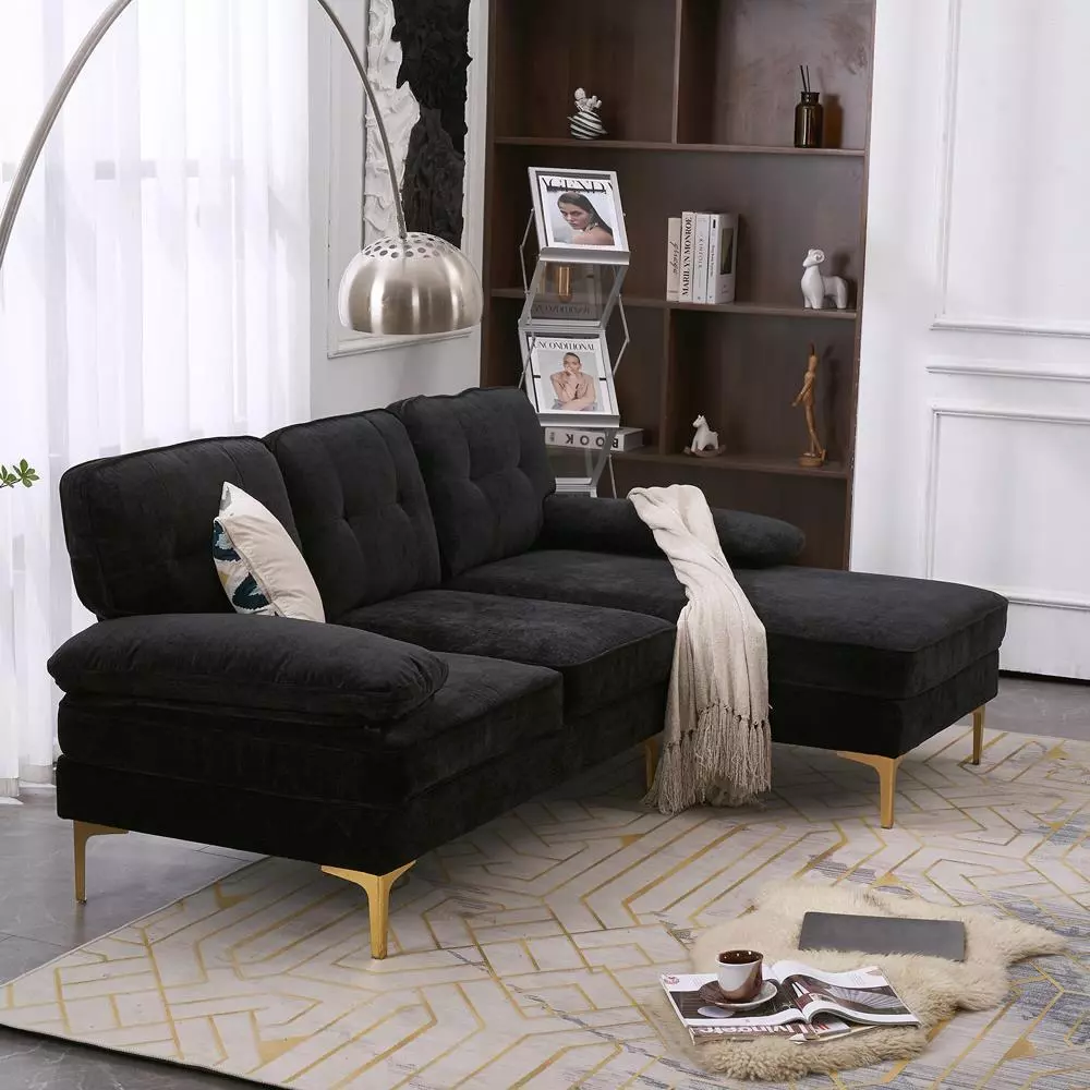 FCH 3 Seat Sectional Sofa Set Modern Couch Chenille with Chaise L Shape