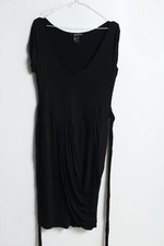 Mango Womens Jersey Twist Hem Dress with Belt - Black - Size L Large  (g19)