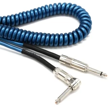 Lava Cable Retro Coil Silent Instrument Cable Metallic Blue, 20' Angled-Straight