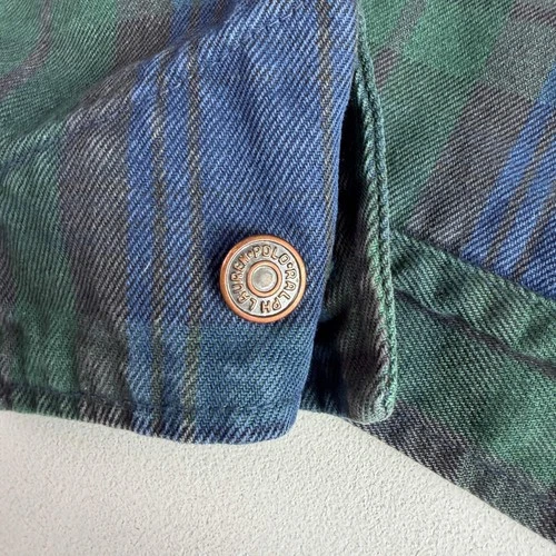 VNTG Ralph Lauren Polo Country (XL) Black Watch Denim Western Trucker Jacket image 9