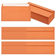 100 Pack Orange #10 Business Envelopes, Letter Size Envelopes