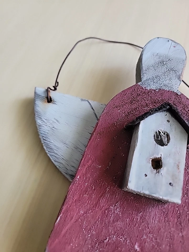 Antique Handmade Primitive Wall Hanging Angel Birdhouse Decor OLD - Image 4 of 4